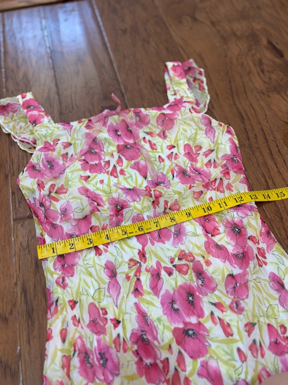 Vintage Y2K Pink Floral Mini Dress Flutter Strap Coquette XXS XS - Picture 12 of 14